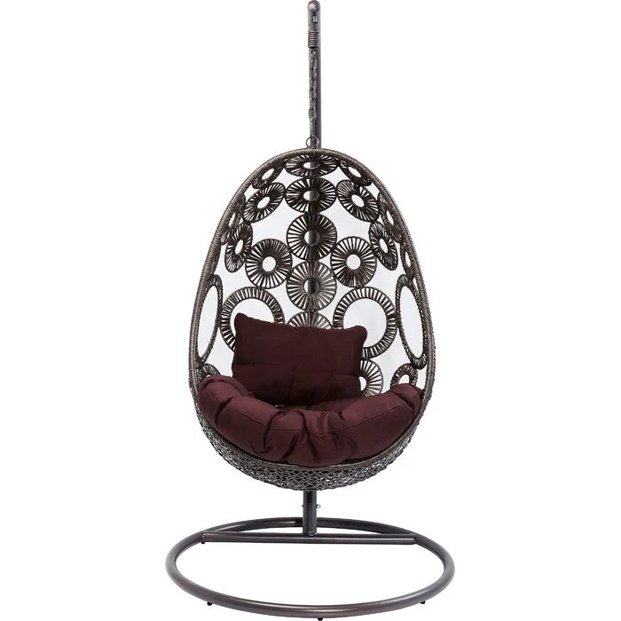 Virasat Single Seater Hanging Swing With Stand For Balcony, Garden Swing (Dark Brown)-VIRASAT FURNITURE & FURNISHING