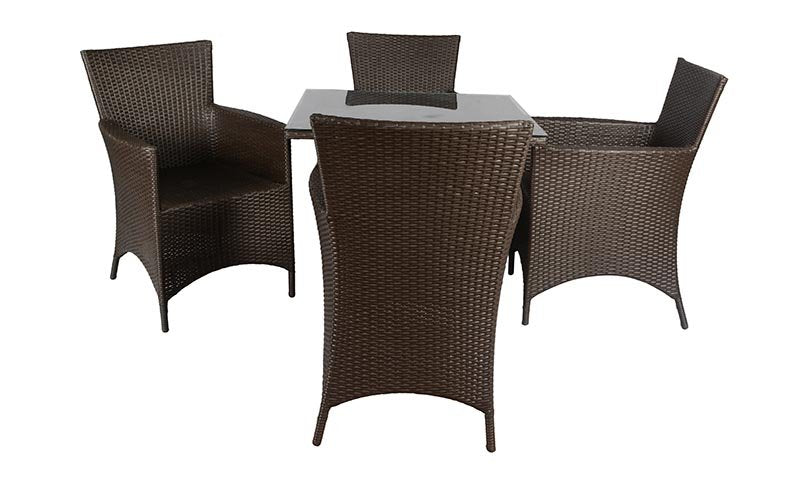 Virasat Outdoor Patio Seating Set 4 Chairs and 1 Table Set (Dark Brown)-VIRASAT FURNITURE & FURNISHING