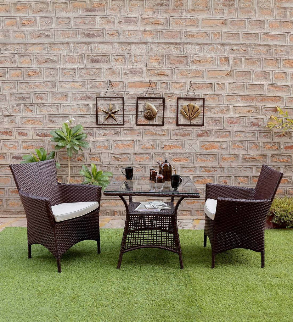 Virasat Outdoor Patio Seating Set 2 Chairs and 1 Table Set (Brown)-VIRASAT FURNITURE & FURNISHING