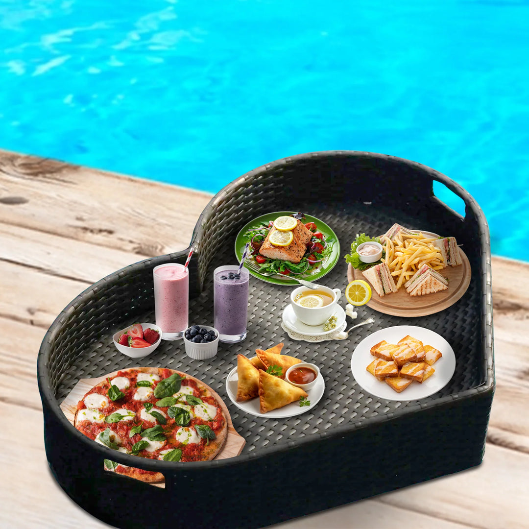 Virasat Núria Luxury Floating Serving Tray For Swimming Pool - Brown (Heart Shape)