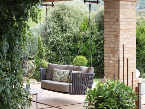 Virasat Double Seater Hanging Swing Without Stand For Balcony, Garden Swing (Grey) Braided & Rope-VIRASAT FURNITURE & FURNISHING