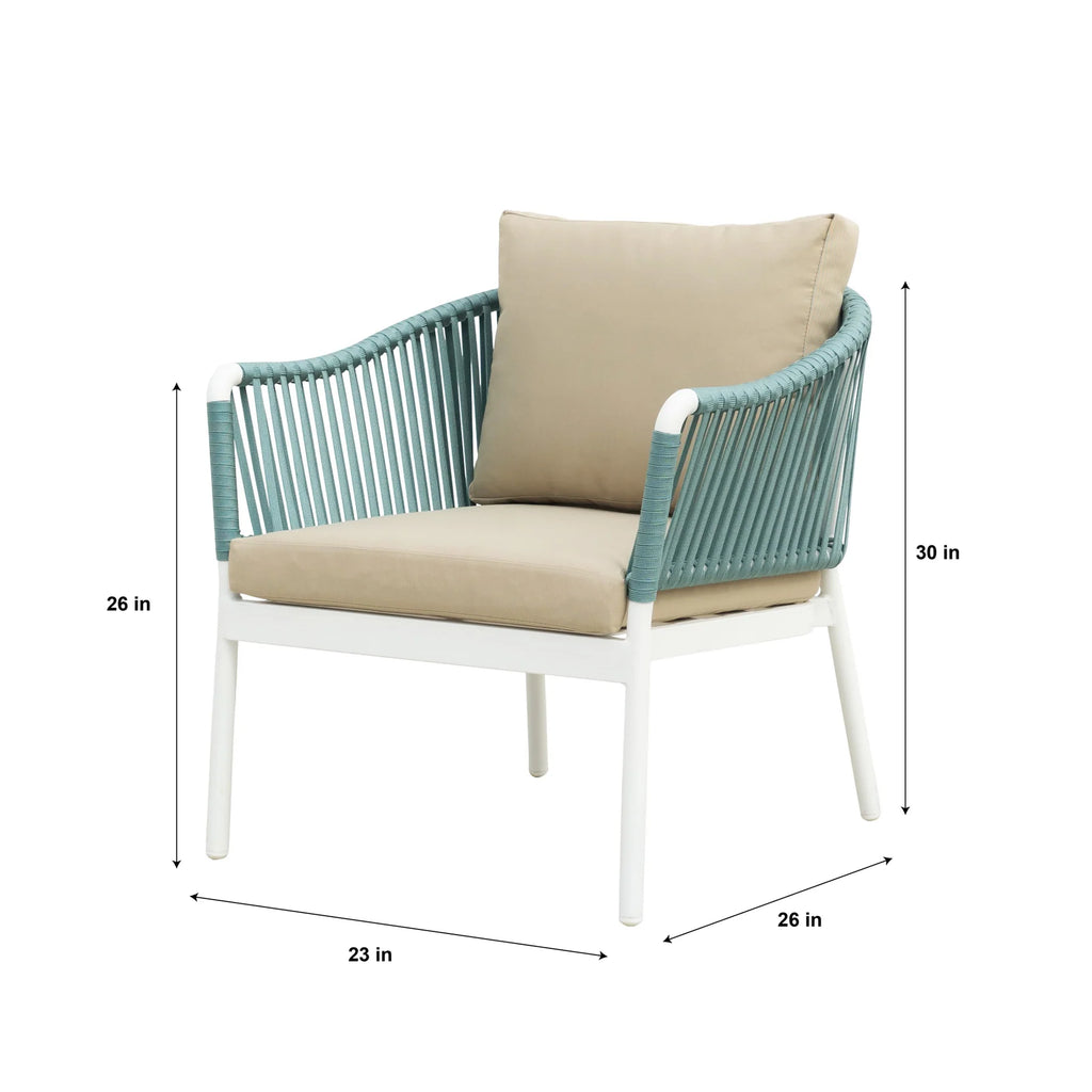 Virasat Outdoor Garden Balcony Sofa Set 2 Seater, 2 Single Seater and 1 Center Table Set, Braid & Rope (White + Blue)-VIRASAT FURNITURE & FURNISHING