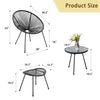 VIRASAT FURNITURE LUNG OUTDOOR PATIO SEATING SET 2 CHAIRS AND 1 TABLE SET (BLACK)
