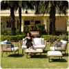 VIRASAT FURNITURE OUTDOOR ROPE SOFA SET 6-SEATER WITH OTTOMAN & CENTER TABLE (TAN) - BRAIDED ROPE PATIO SET