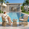 VIRASAT FURNITURE VARQO OUTDOOR PATIO SEATING SET 2 CHAIRS AND 1 TABLE SET (CREAM) BRAIDED & ROPE