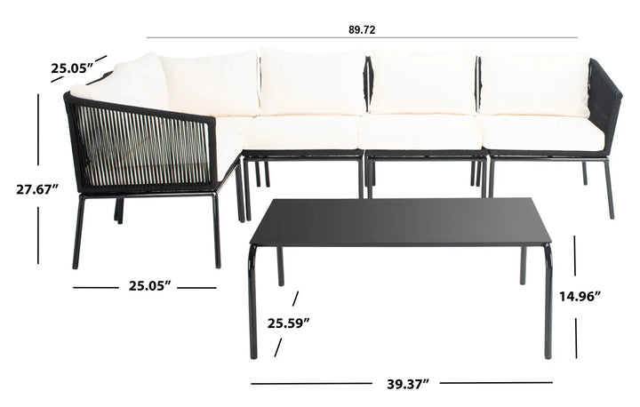 Virasat Berri Outdoor Garden Balcony Sofa Set 5 Seater and 1 Center Table Set, Braid & Rope (Grey)