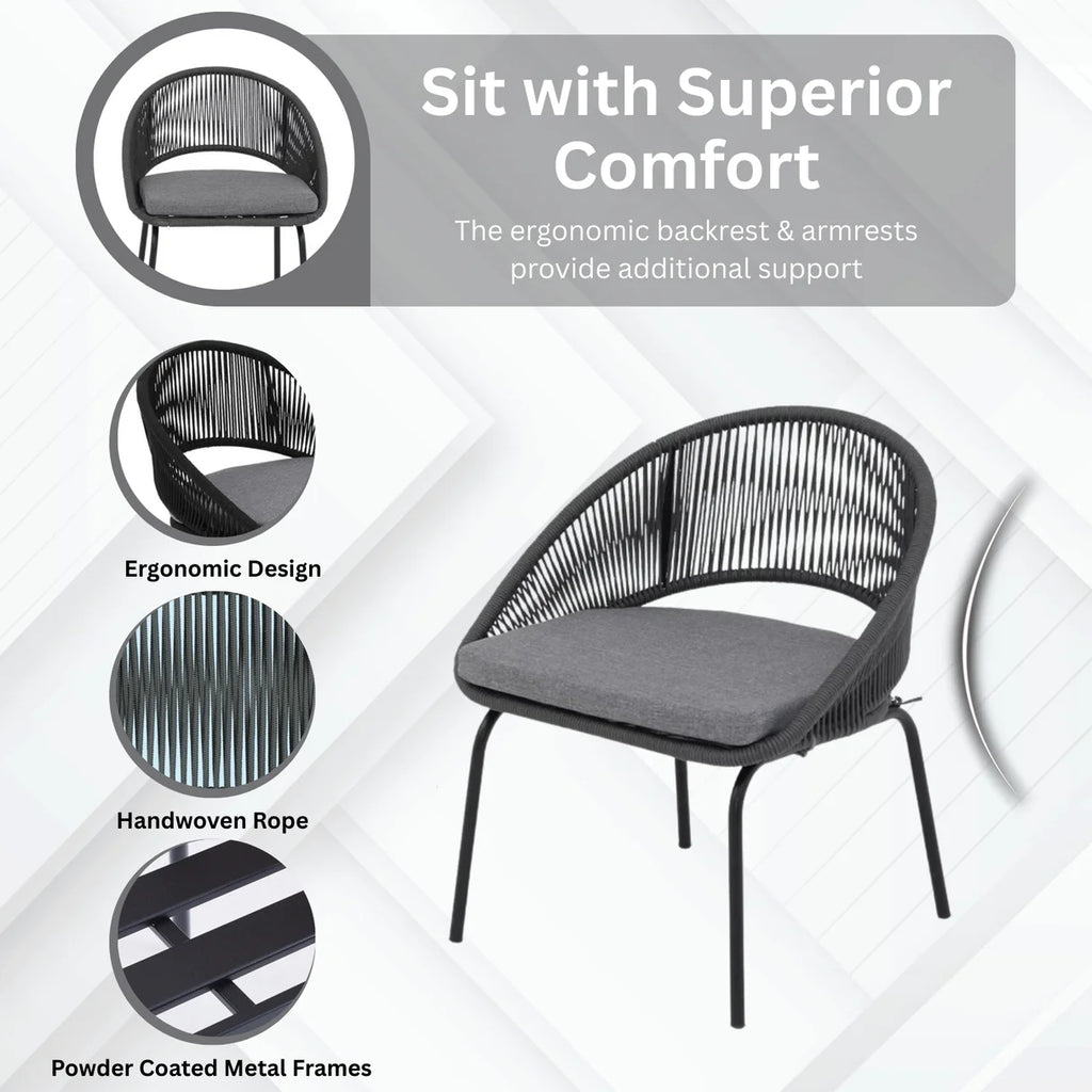 VIRASAT FURNITURE 3 Piece Garden Outdoor Rope Patio Set
