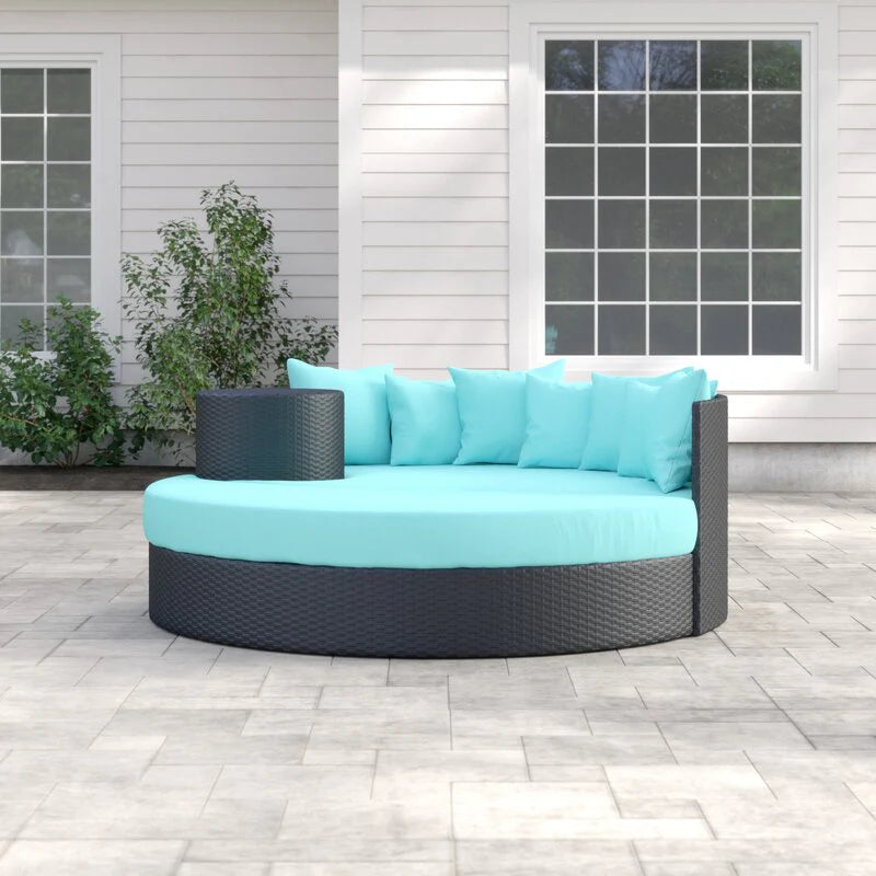 Virasat Outdoor Poolside Sunbed With Cushion Daybed (Black)-VIRASAT FURNITURE & FURNISHING