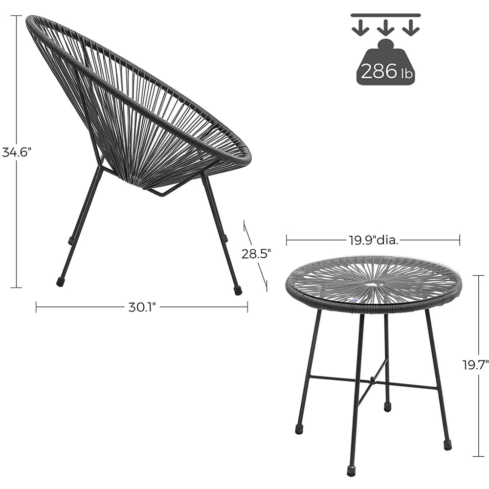 Virasat Outdoor Patio Seating Set 2 Chairs and 1 Table Set (Dark Grey)-VIRASAT FURNITURE & FURNISHING