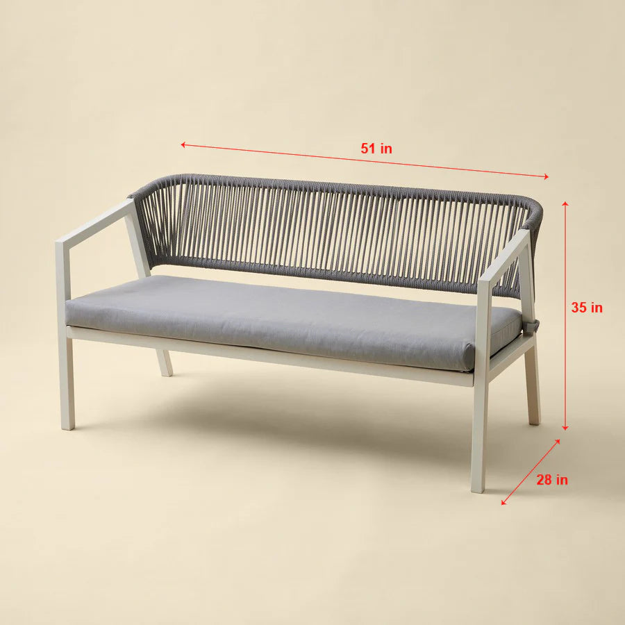 Virasat Outdoor Garden Balcony Sofa Set 2 Seater,2 Single seater and 1 Center Table Set, Braid & Rope (Cream)-VIRASAT FURNITURE & FURNISHING