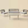 Virasat Outdoor Garden Balcony Sofa Set 2 Seater,2 Single seater and 1 Center Table Set, Braid & Rope (Cream)-VIRASAT FURNITURE & FURNISHING