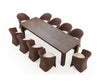 Outdoor Patio Dining Set 10 Chairs and 1 Table (Brown)