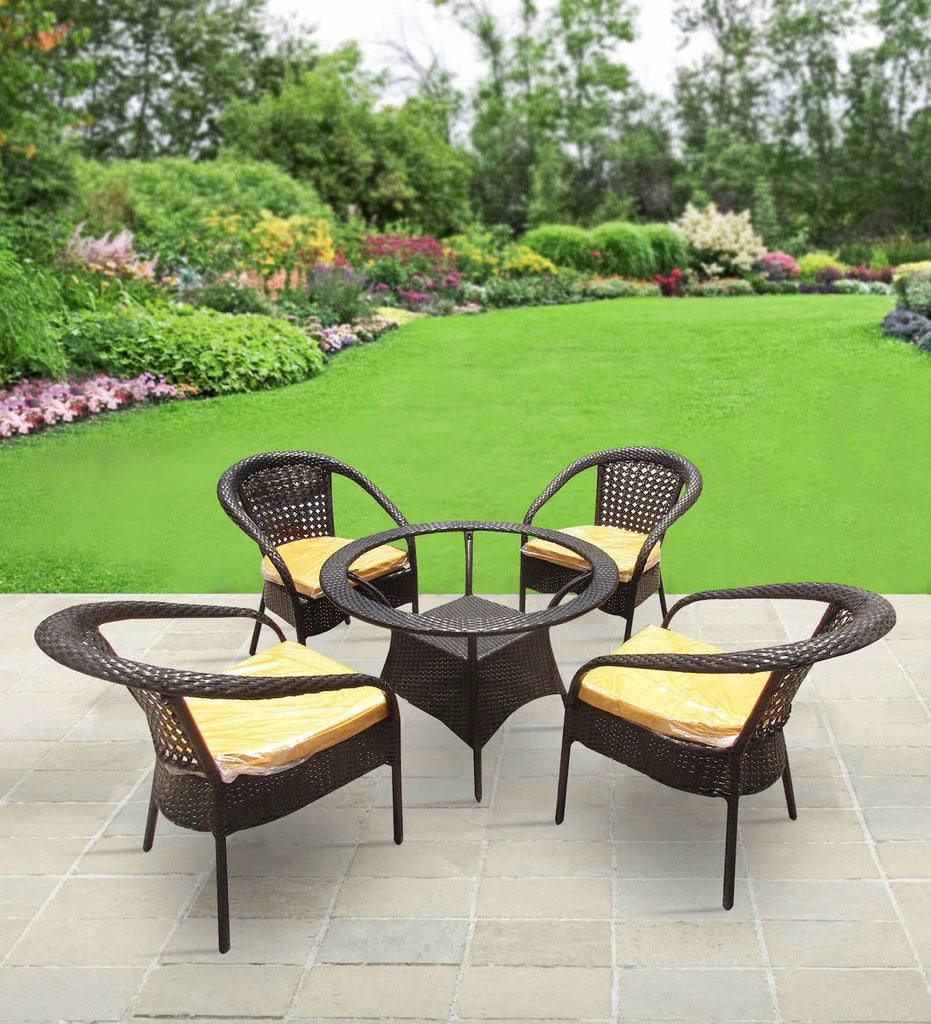Virasat  Outdoor Patio Seating Set 4 Chairs and 1 Table Set (Brown)