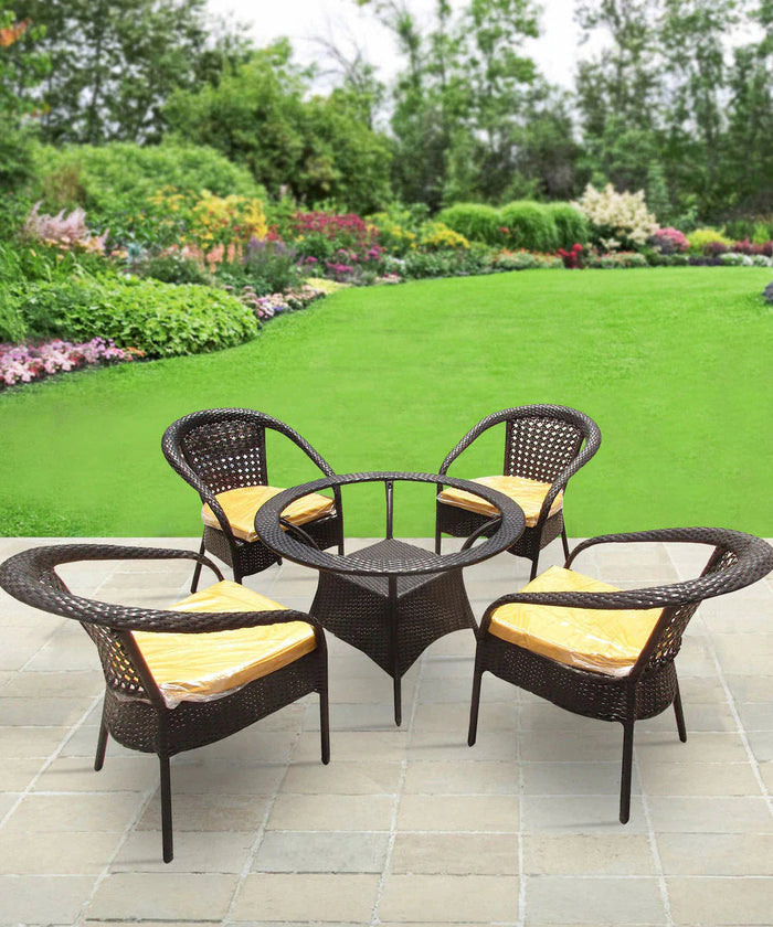 Virasat  Outdoor Patio Seating Set 4 Chairs and 1 Table Set (Brown)