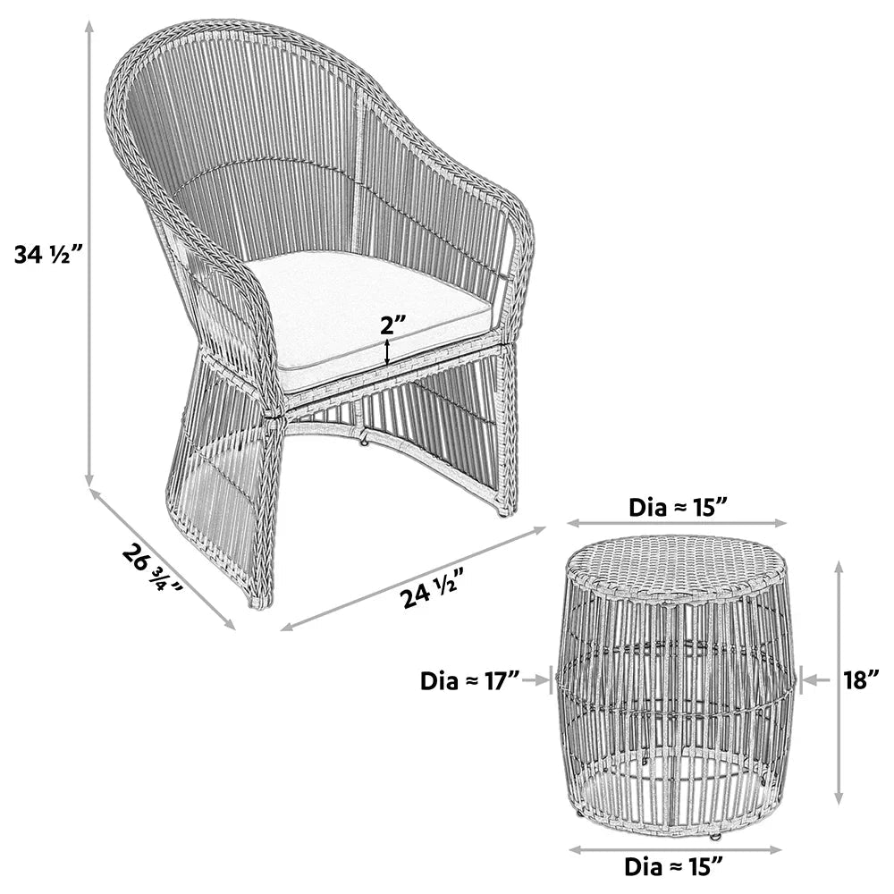 Virasat  Outdoor Patio Seating Set 2 Chairs 1 Table