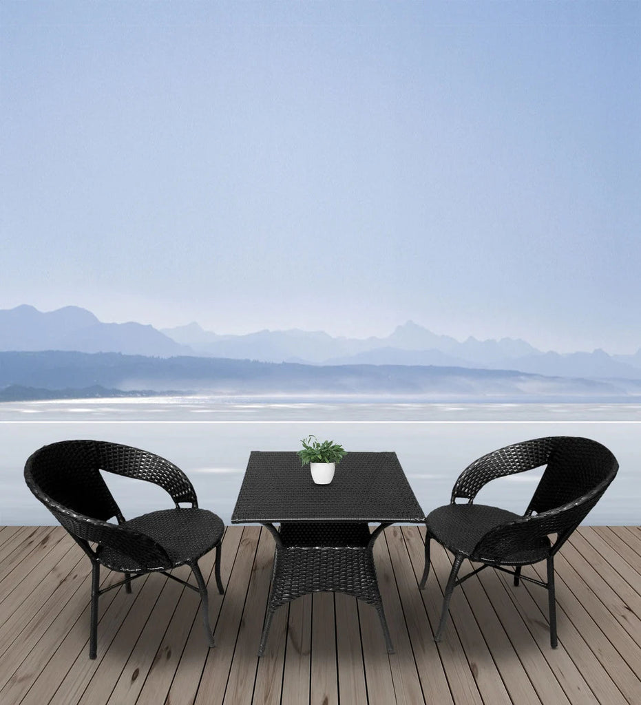Virasat  Outdoor Patio Seating Set 2 Chairs and 1 Table Set Black