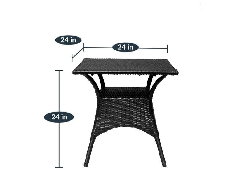 Virasat  Outdoor Patio Seating Set 2 Chairs and 1 Table Set Black