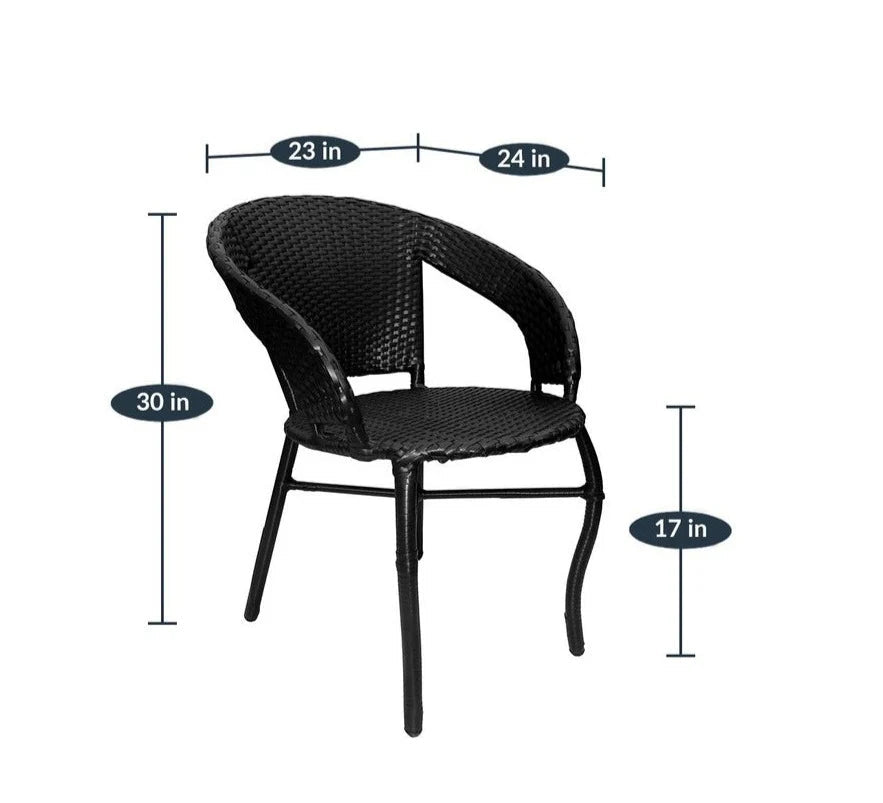 Virasat  Outdoor Patio Seating Set 2 Chairs and 1 Table Set Black