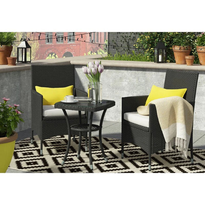 Virasat  Outdoor Patio Seating Set 2 Chairs 1 Table Black