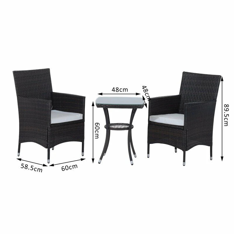 Virasat  Outdoor Patio Seating Set 2 Chairs 1 Table Black