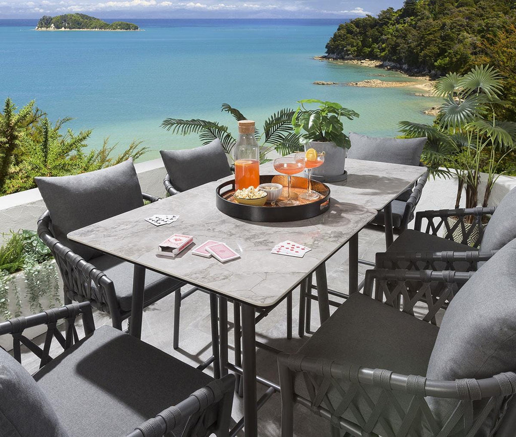 Virasat  Outdoor Patio Bar Set 6 Chairs and 1 Table Set Braided & Rope