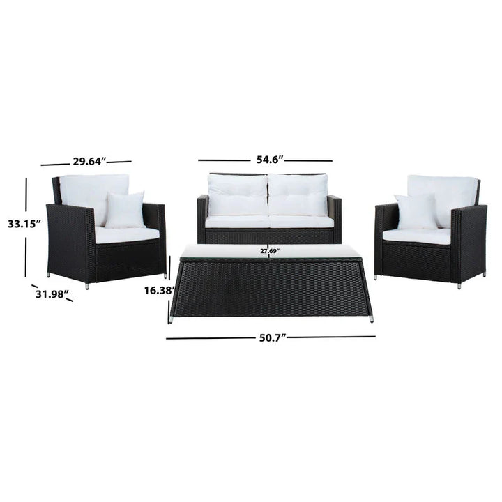 Virasat Moreau Outdoor Sofa Set 2 Seater, 2 Single seater and 1 Center Table (Black + White)