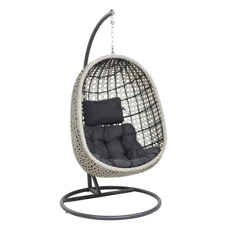 Virasat Single Seater Hanging Swing With Stand For Balcony, Garden Swing (Grey)-VIRASAT FURNITURE & FURNISHING