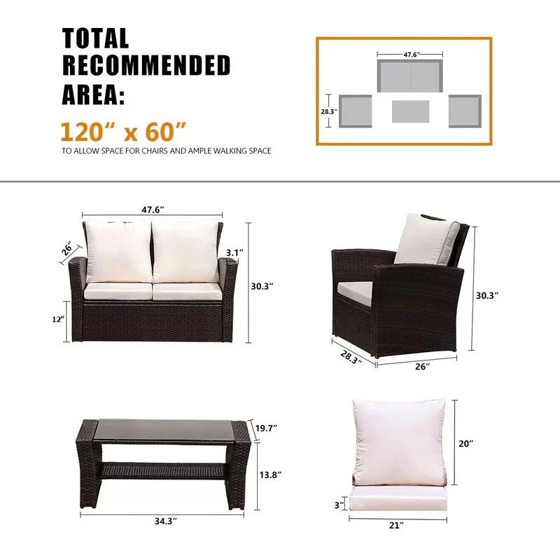 Virasat Outdoor Sofa Set 2 Seater, 2 Single Seater and 1 Center Table (Brown)-VIRASAT FURNITURE & FURNISHING