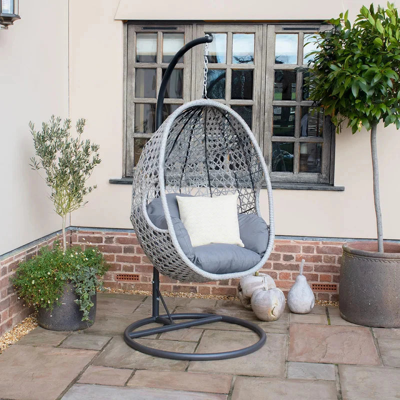 Virasat Single Seater Hanging Swing With Stand For Balcony, Garden Swing (White)-VIRASAT FURNITURE & FURNISHING
