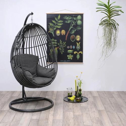 Virasat Single Seater Hanging Swing With Stand For Balcony, Garden Swing (Black)-VIRASAT FURNITURE & FURNISHING