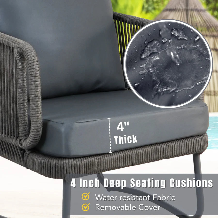 VIRASAT FURNITURE OUTDOOR ROPE 6-SEATER SOFA SET (GREY)