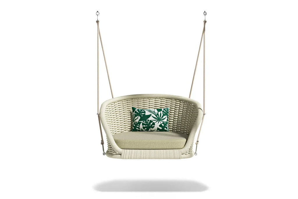 VIRASAT FURNITURE SINGLE SEATER HANGING SWING WITHOUT STAND FOR BALCONY & GARDEN SWING (CREAM) BRAIDED & ROPE