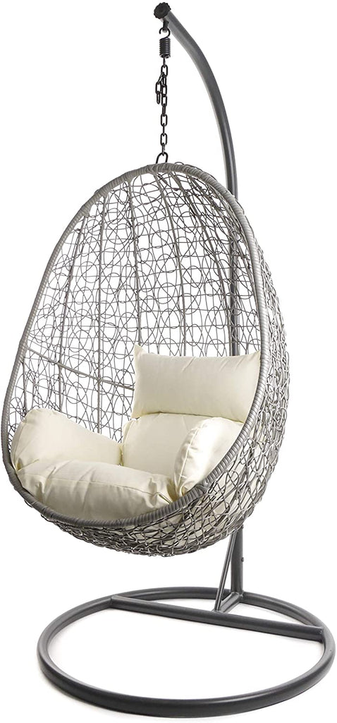 Virasat Single Seater Hanging Swing With Stand For Balcony , Garden Swing (Dark Grey)-VIRASAT FURNITURE & FURNISHING