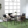 Virasat Outdoor Patio Seating Set 4 Chairs and 1 Table Set (Black + Honey) Braided & Rope