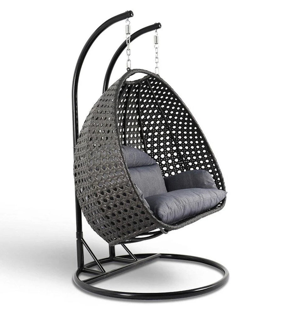 Virasat Double Seater Hanging Swing With Stand For Balcony, Garden Swing (Black)-VIRASAT FURNITURE & FURNISHING