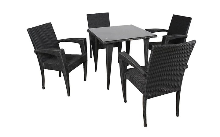 Virasat Brishti Outdoor Patio Seating Set 4 Chairs and 1 Table Set (Black)