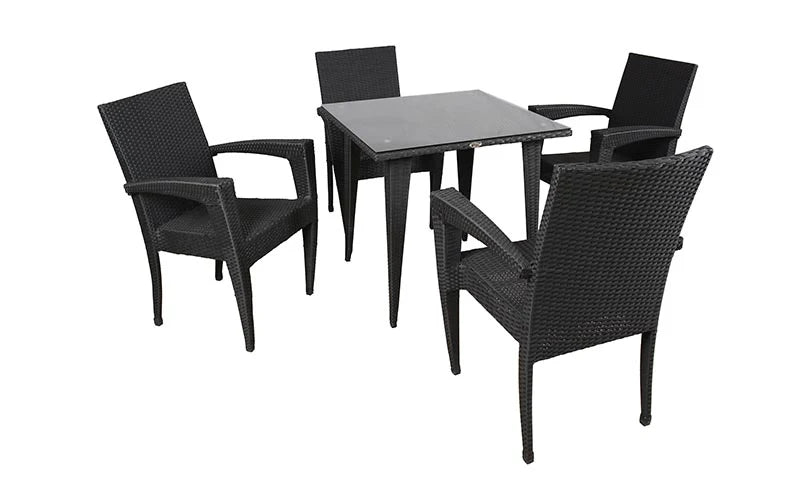 Virasat Outdoor Patio Seating Set 4 Chairs and 1 Table Set (Black)-VIRASAT FURNITURE & FURNISHING