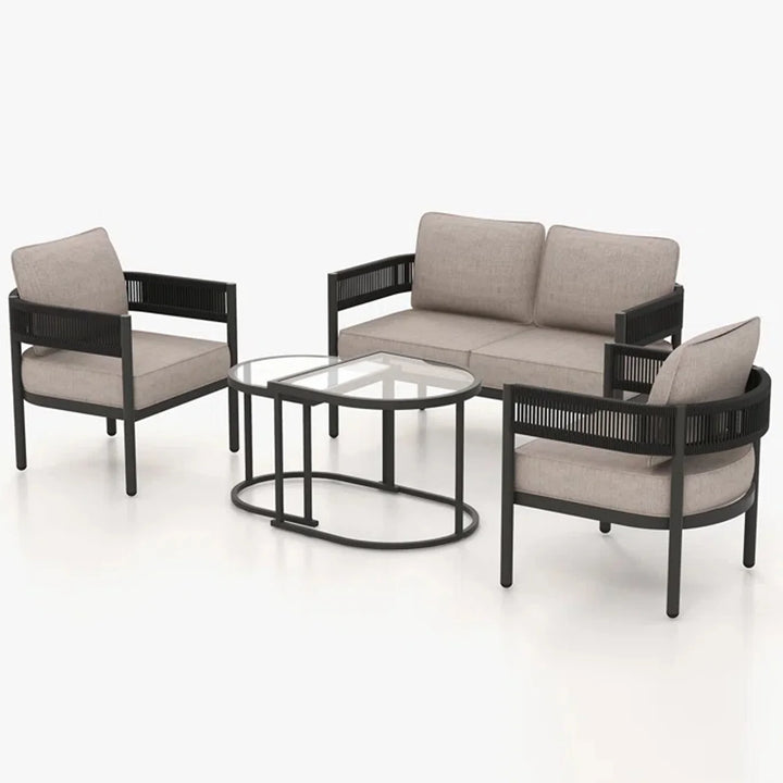 Virasat Perpetua Outdoor Sofa Set 2 Seater, 2 Single seater and 1 Center Table (Black)