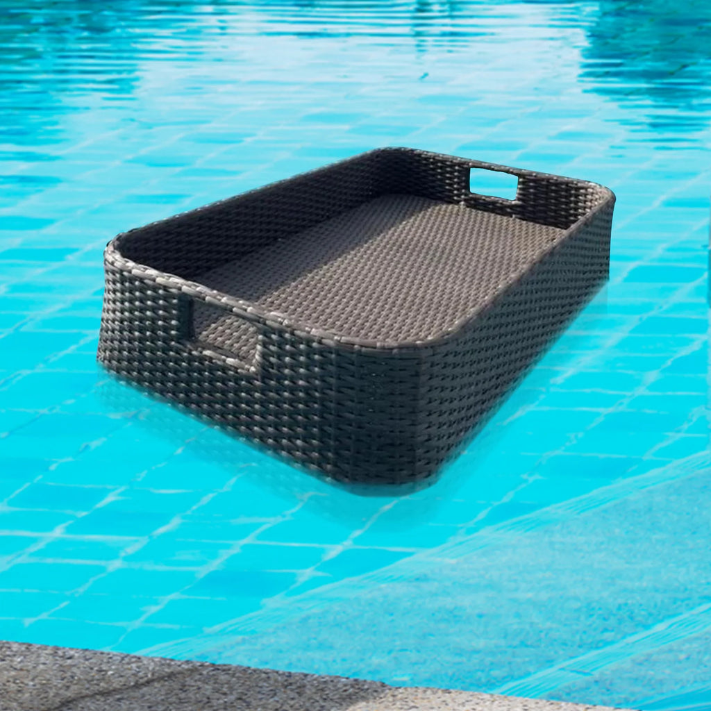 Virasat Luxury Floating Serving Tray For Swimming Pool - Brown (Rectangle)-VIRASAT FURNITURE & FURNISHING