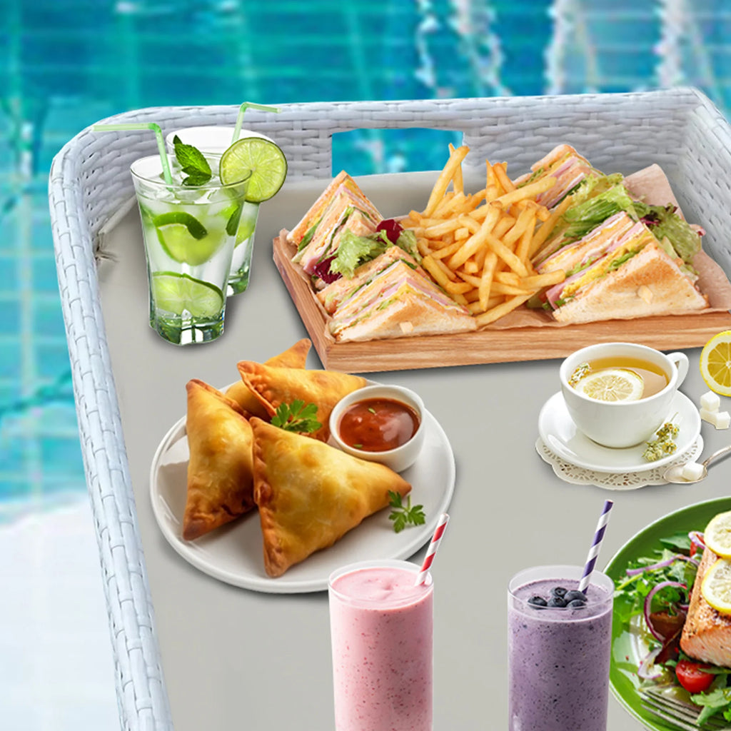 Virasat Luxury Floating Serving Tray For Swimming Pool - White (Rectangle)-VIRASAT FURNITURE & FURNISHING
