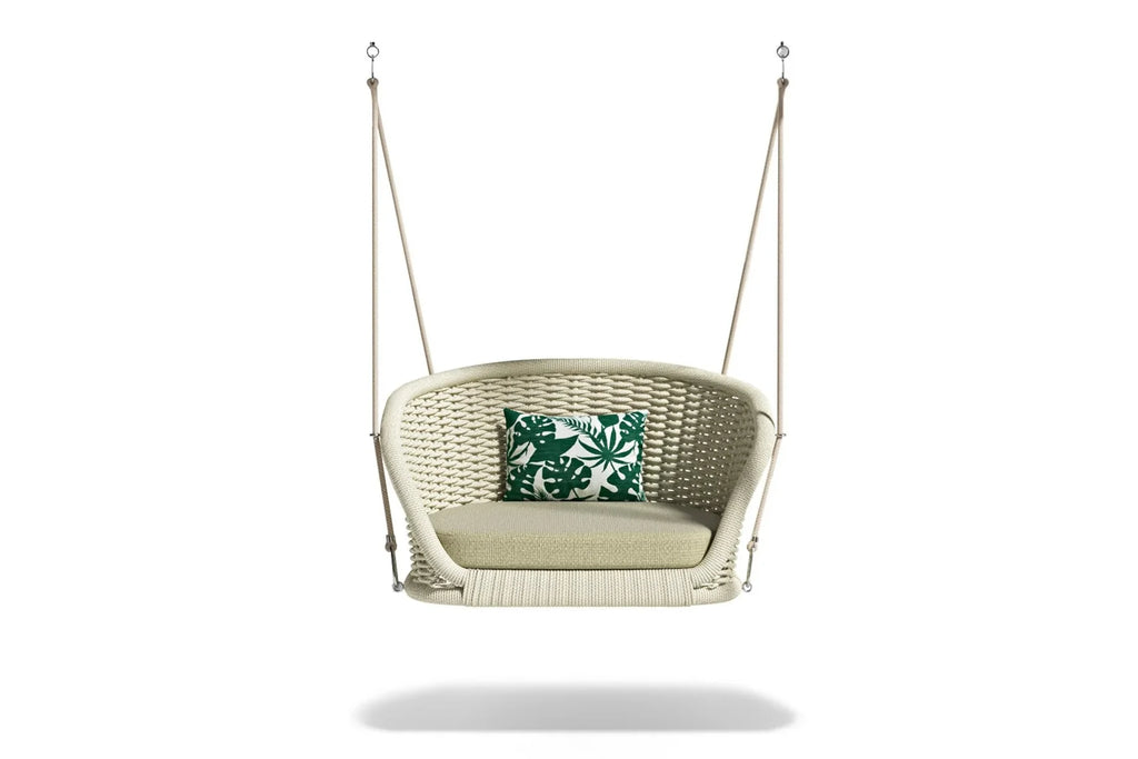 Virasat Single Seater Hanging Swing Without Stand For Balcony, Garden Swing (Cream) Braided & Rope-VIRASAT FURNITURE & FURNISHING