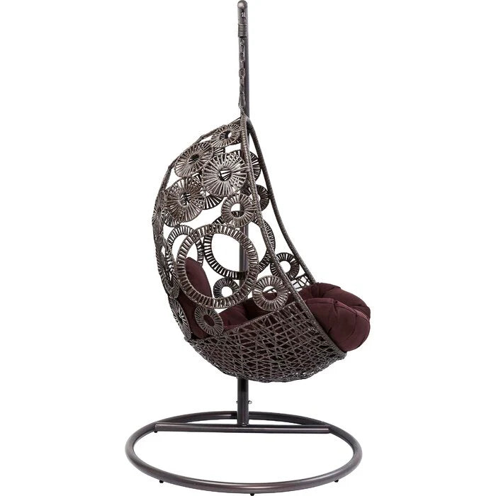 Virasat Trevisan Single Seater Hanging Swing With Stand For Balcony , Garden Swing (Dark Brown)