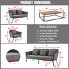VIRASAT FURNITURE 4 PIECE OUTDOOR ROPE SOFA SET WITH WOODEN TOP TABLE (GREY)