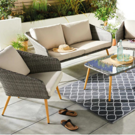 Virasat Outdoor Garden Balcony Sofa Set 2 Seater, 2 Single Seater and 1 Center Table Set (Gray + Beige)