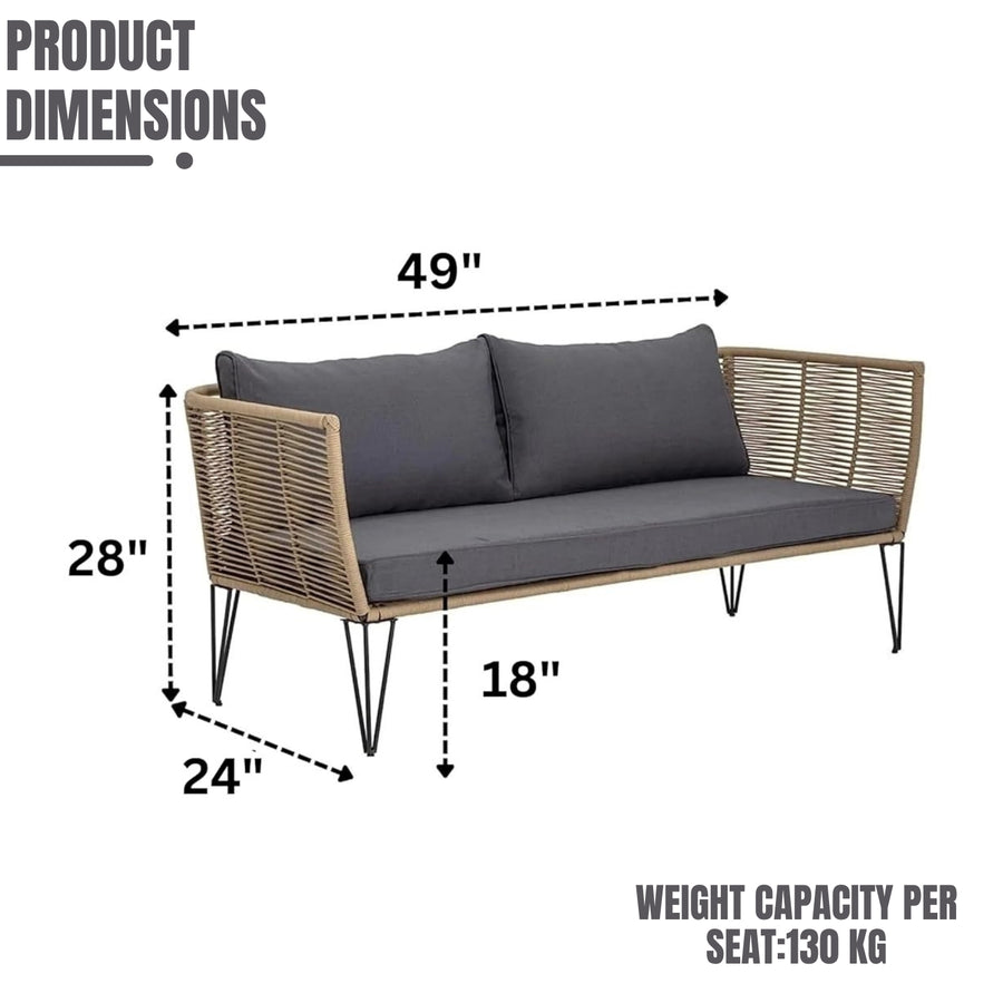 VIRASAT FURNITURE 2 SEATER PIECE OUTDOOR ROPE LOVESEAT SOFA