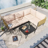 VIRASAT FURNITURE 5 SEATER L-SHAPE OUTDOOR ROPE SOFA SET (BEIGE & CREAM)
