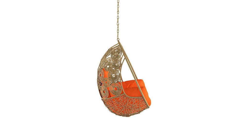 Virasat Single Seater Hanging Swing Without Stand For Balcony, Garden Swing (Honey)-VIRASAT FURNITURE & FURNISHING