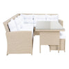 VIRASAT FURNITURE 8 SEATER L-SHAPE OUTDOOR WICKER SOFA SET 5-PIECE (BEIGE & WHITE)