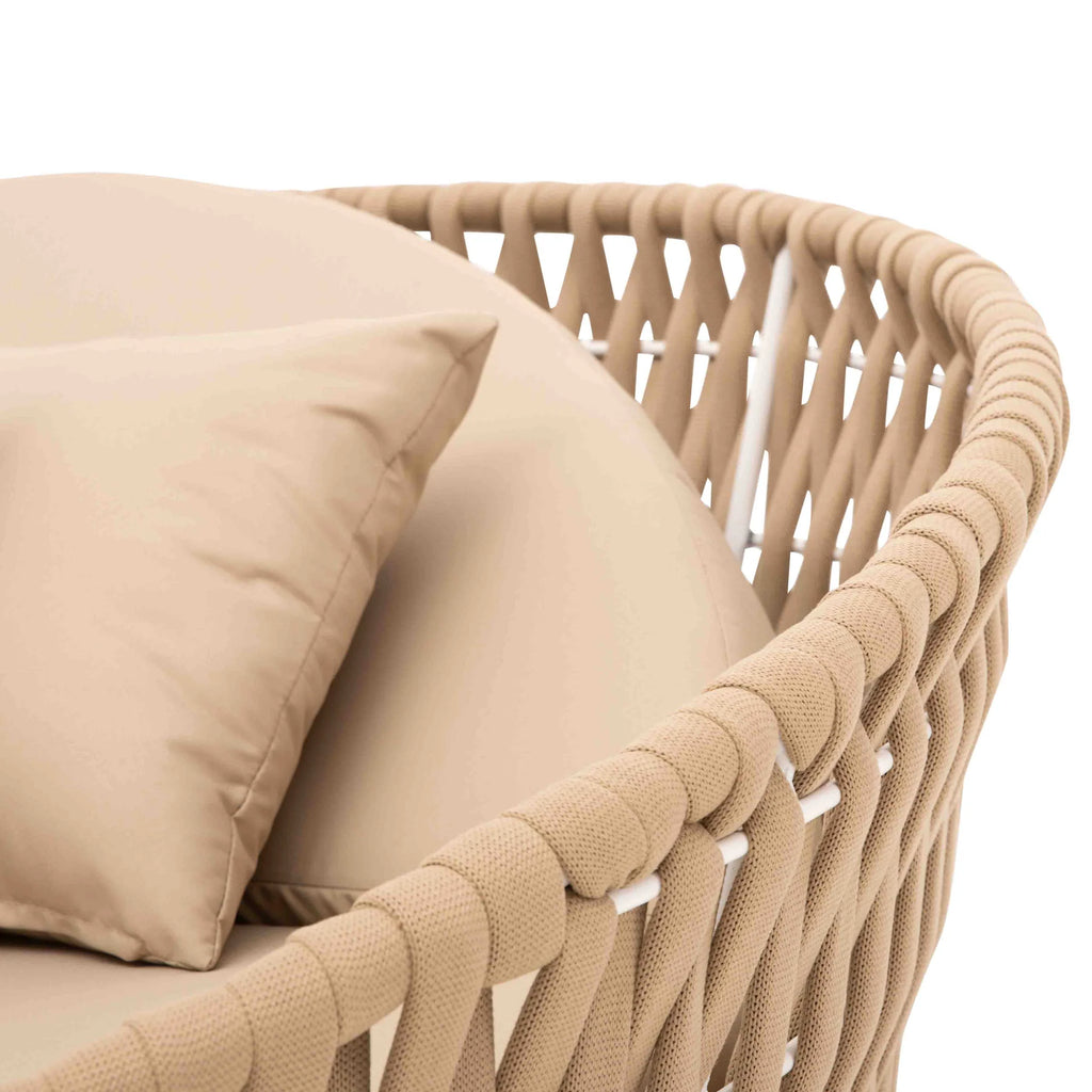 Virasat Outdoor Poolside Sunbed With Cushion Daybed (Tan) Braided & Rope-VIRASAT FURNITURE & FURNISHING