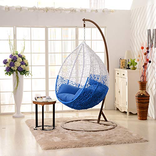 Virasat Single Seater Hanging Swing With Stand For Balcony, Garden Swing (White)-VIRASAT FURNITURE & FURNISHING